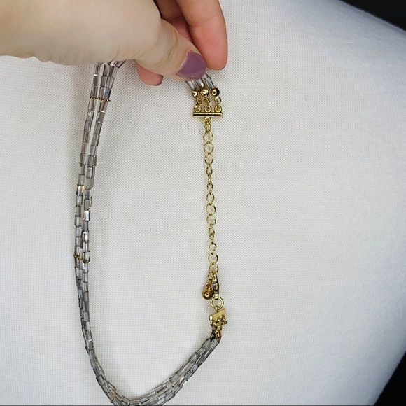 3 String Sliver Beaded Choker Necklace - Picture 5 of 8